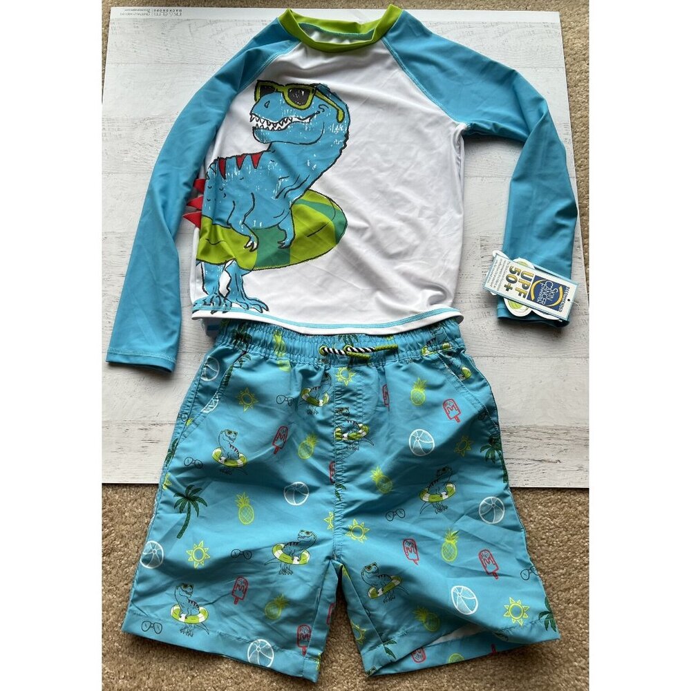 Andy & Evan Dinosaur Rashguard and Board Shorts Set